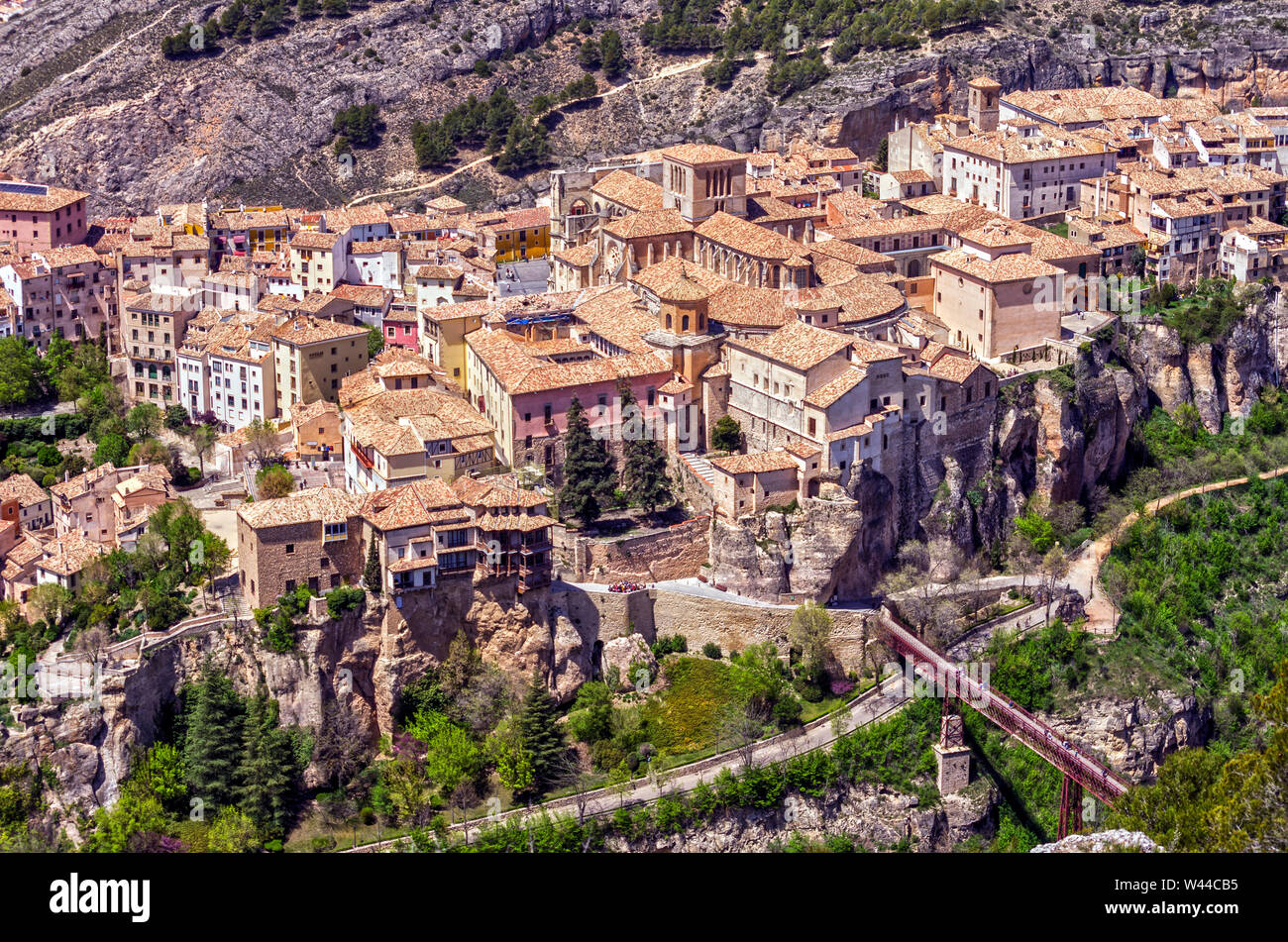 Vista aérea de la ciudad de Cuenca desde el cerro del Socorro. Castilla la Mancha. España Stock Photo