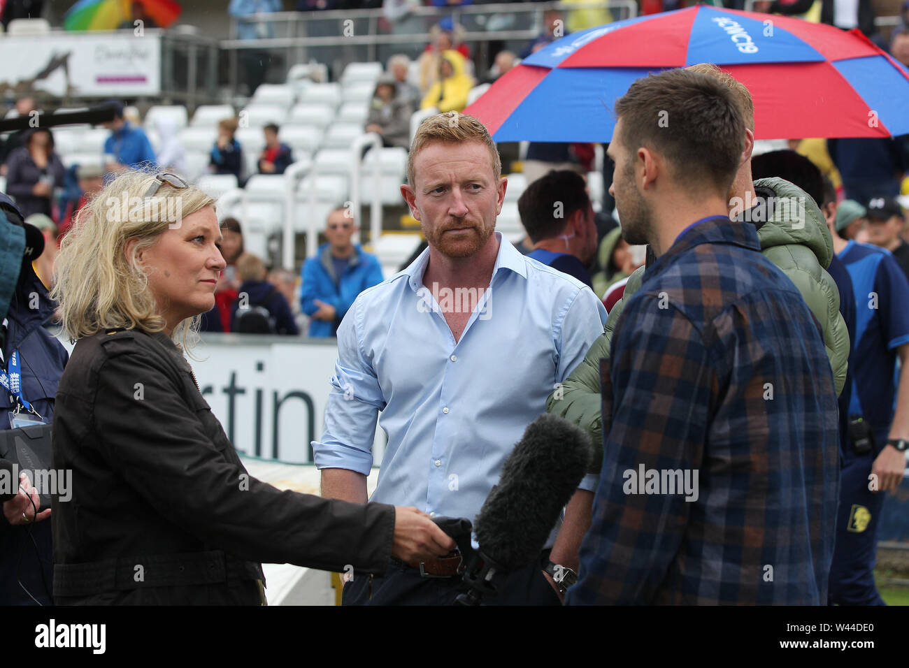 Chester Le Street England 19th July 2019 Bbc Presenter Dawn Thewlis With Paul Collingwood Ben Stokes