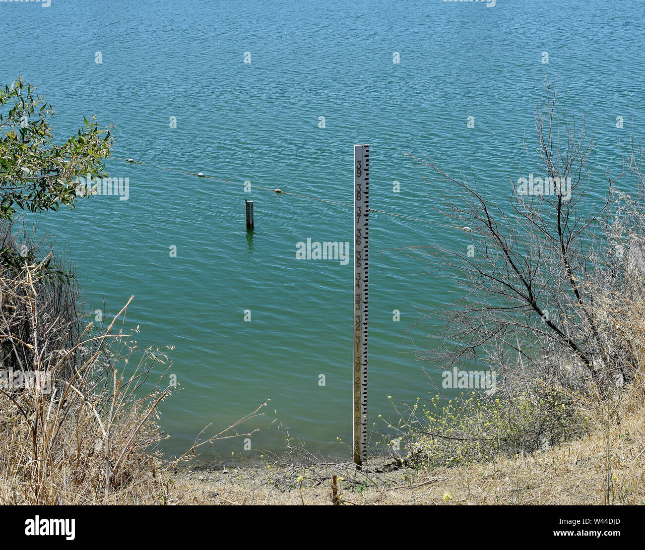 water level markers, Quarry Lakes Regional Recreation Area, California