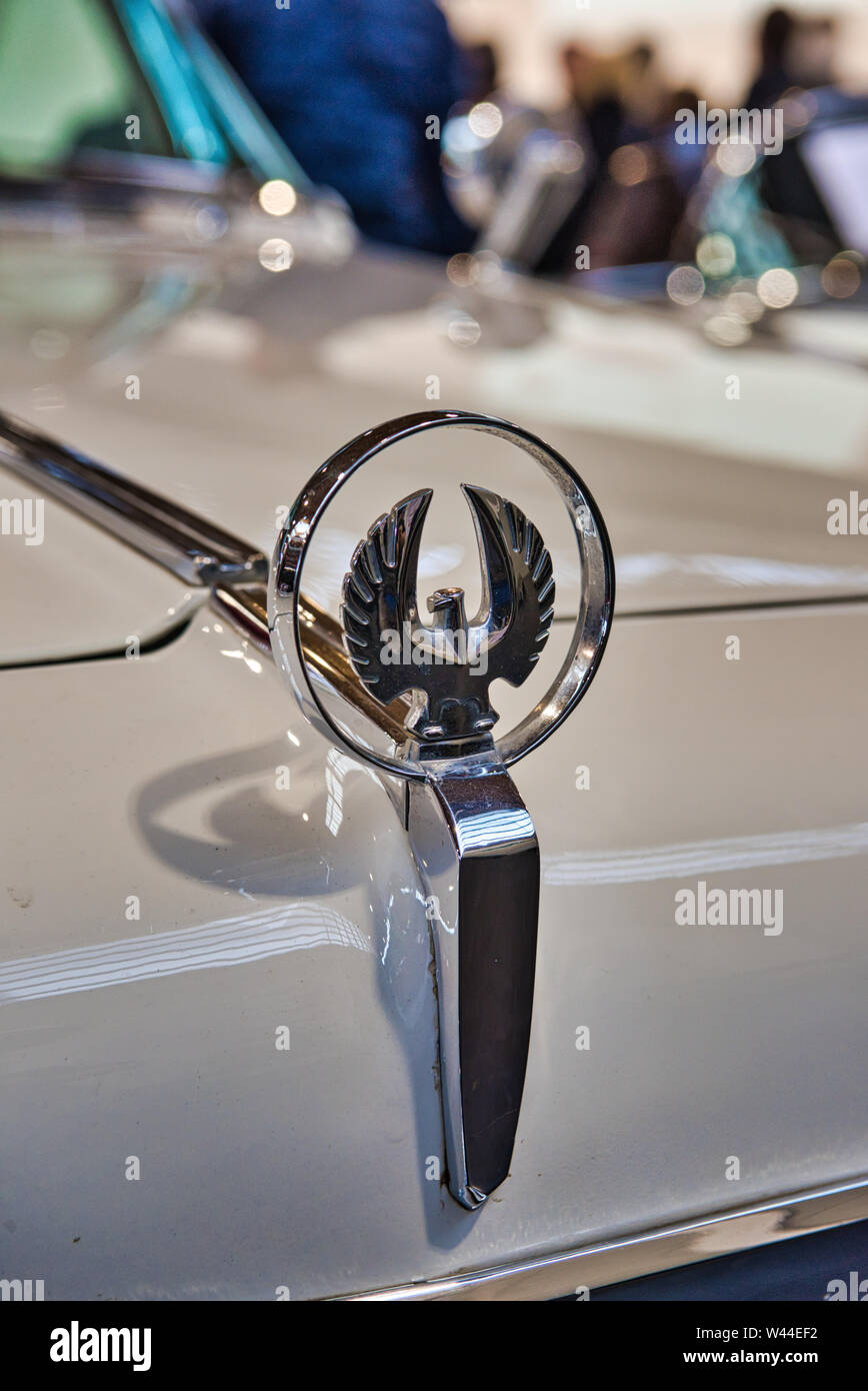 Friedrichshafen May 2019 Logo Emblem Of White Chrysler Imperial Crown 1963 Cabrio At Motorworld Classics Bodensee On May 11 2019 In Friedrichshafe Stock Photo Alamy
