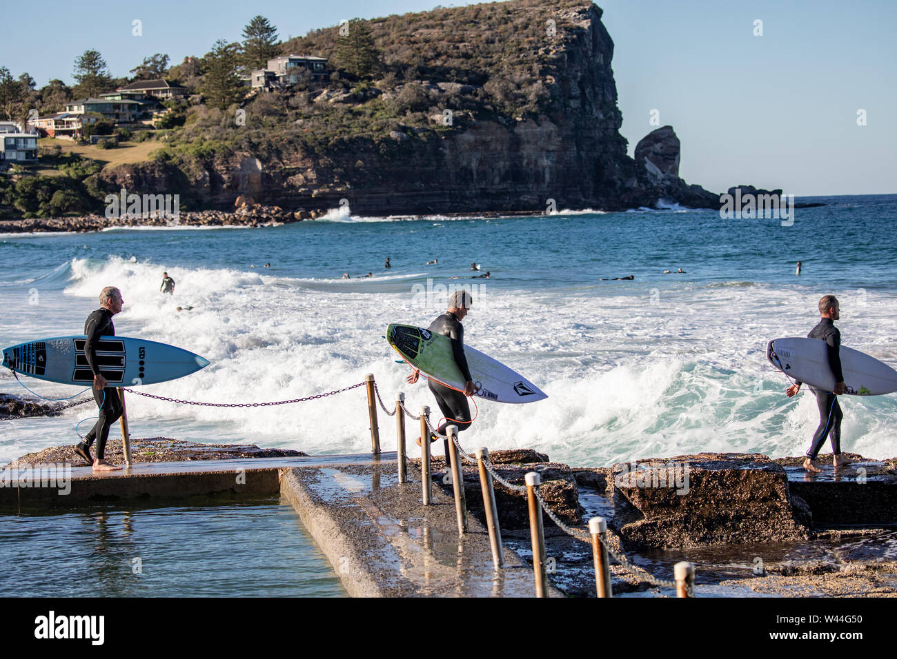 Australian surfers surfing at Avalon beaching Sydney,NSW,Australia