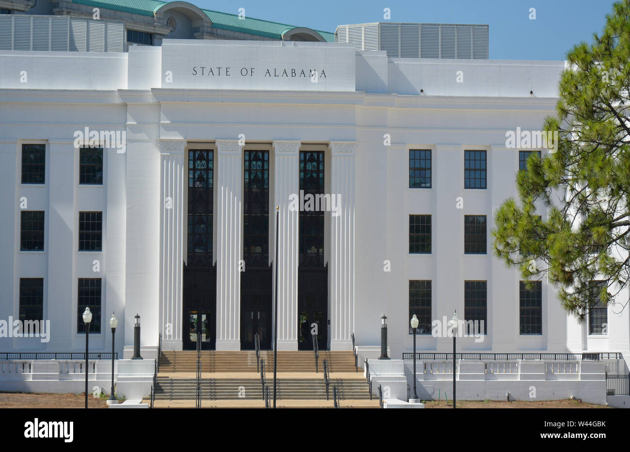 The Justice Department for the State of Alabama building, where the Attorney General has offices in the state capitol of Montgomery, AL, USA Stock Photo