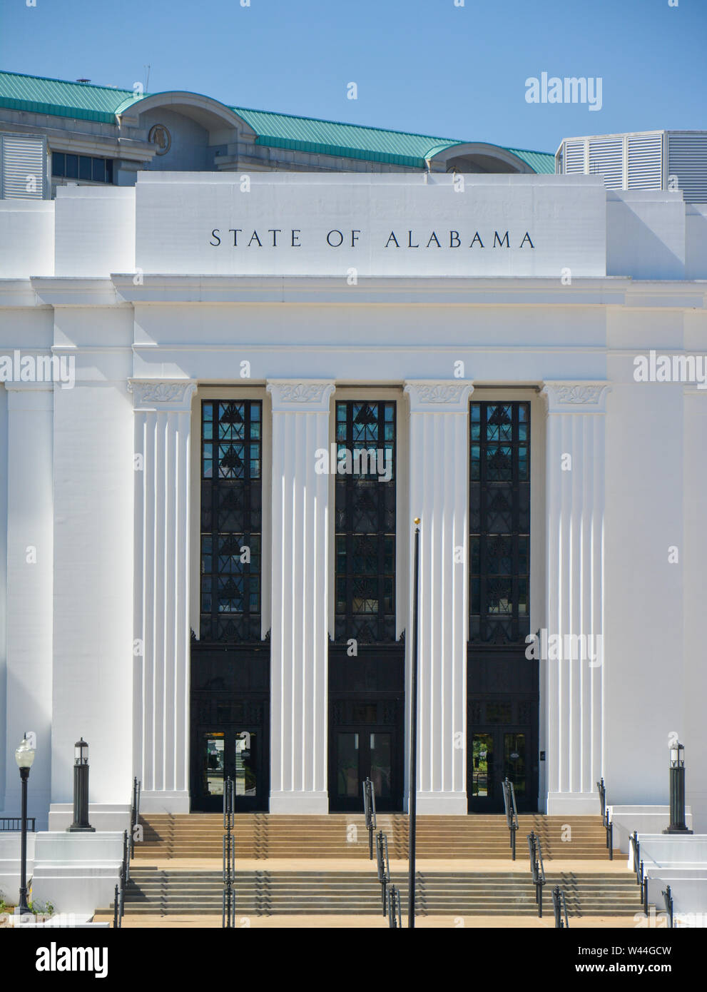 The Justice Department for the State of Alabama building, where the Attorney General has offices in the state capitol of Montgomery, AL, USA Stock Photo