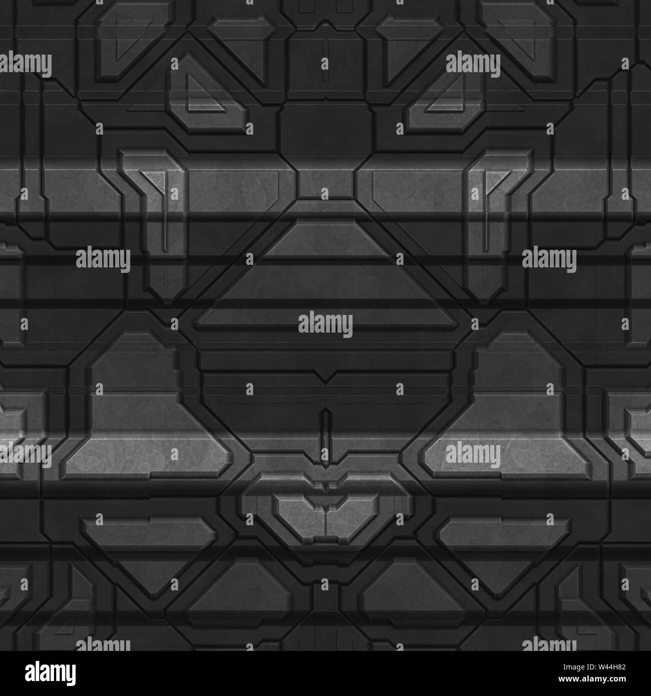 Spaceship hull texture or pattern. Seamless SciFi Panels. Futuristic illustration Stock Photo