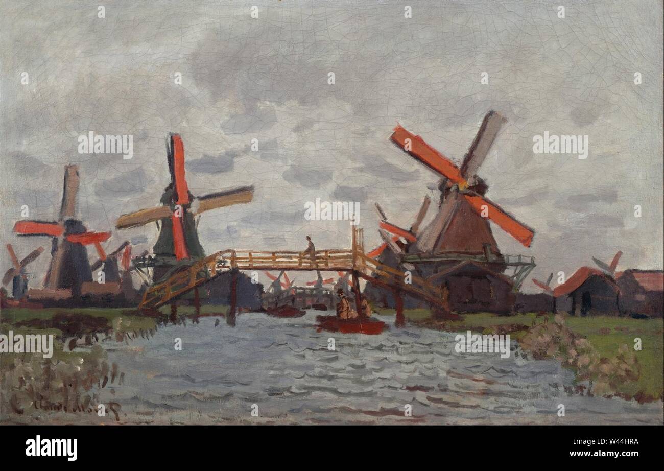 Claude Monet - Mills at Westzijderveld near Zaandam - Stock Photo