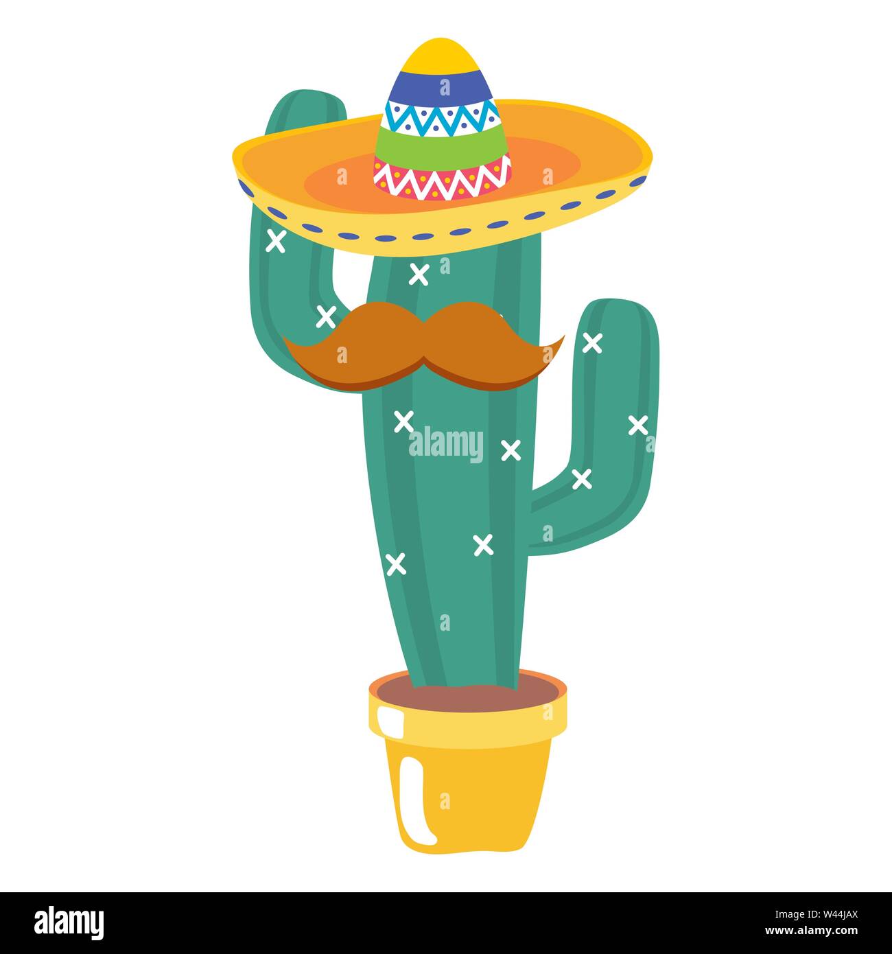 cactus plant with mexican hat and mustache Stock Vector Image & Art - Alamy