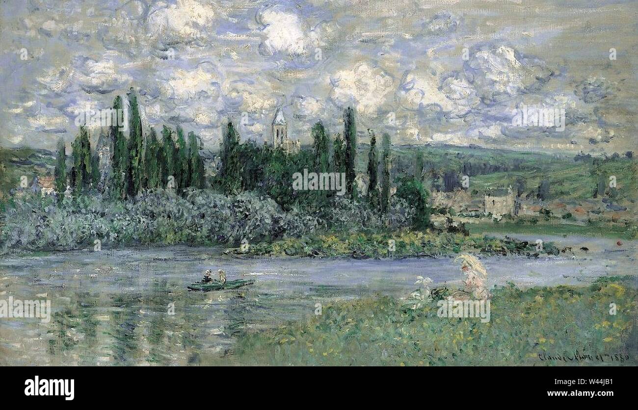 Claude monet the seine at vetheuil hi-res stock photography and