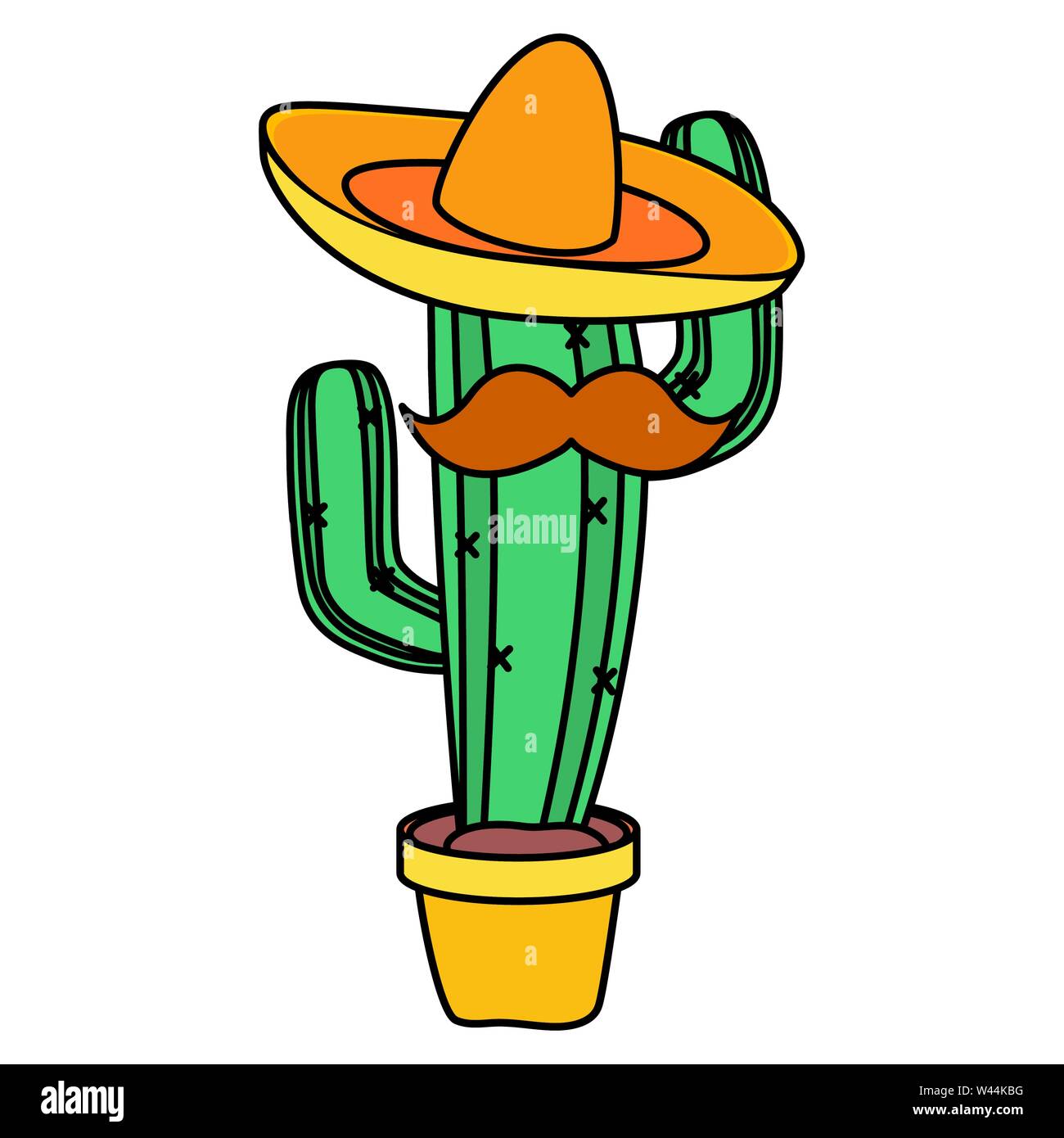 cactus plant with mexican hat and mustache Stock Vector Image & Art - Alamy