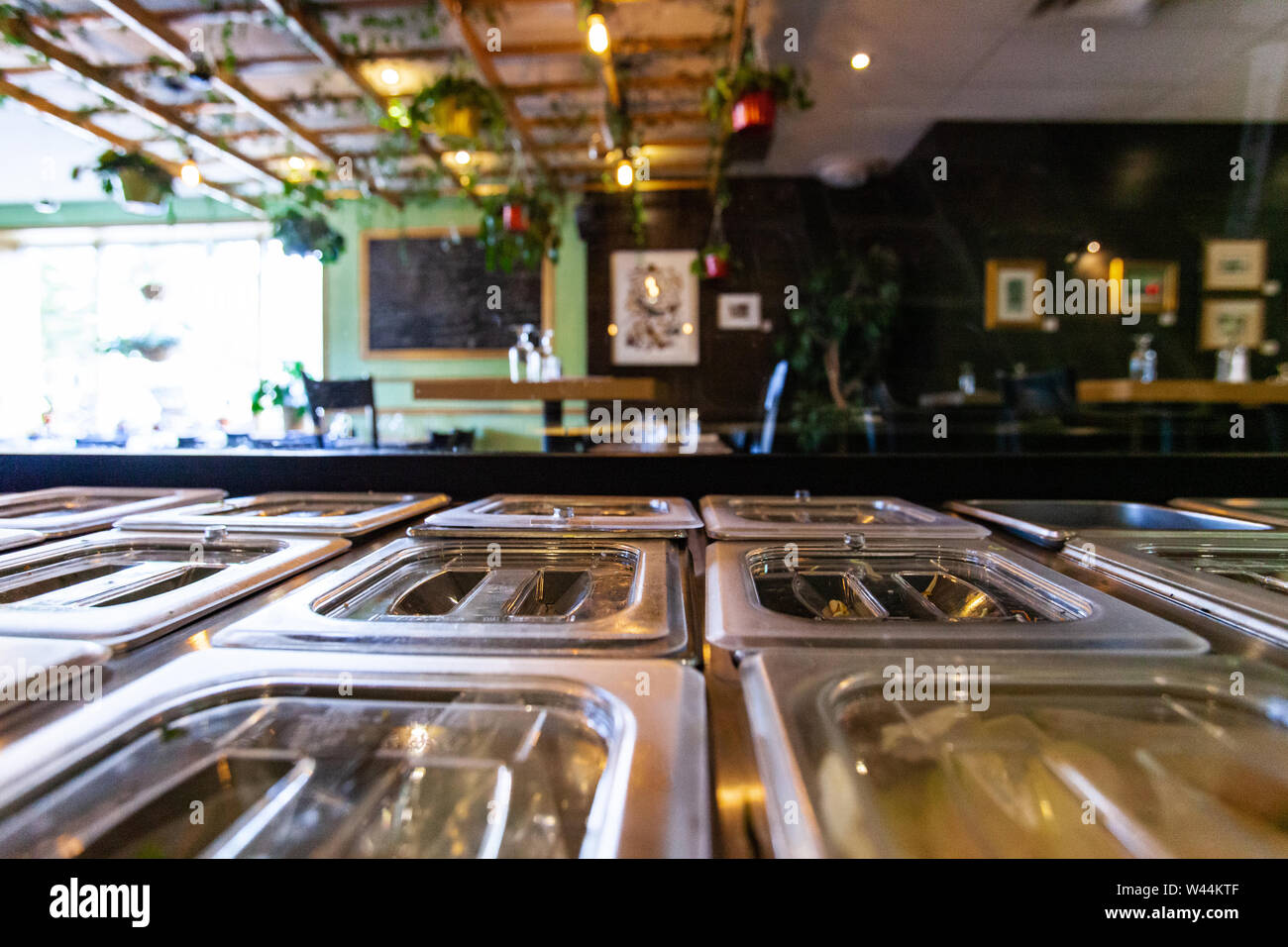 A Closeup View Of Stainless Steel Buffet Server Inside A Trendy