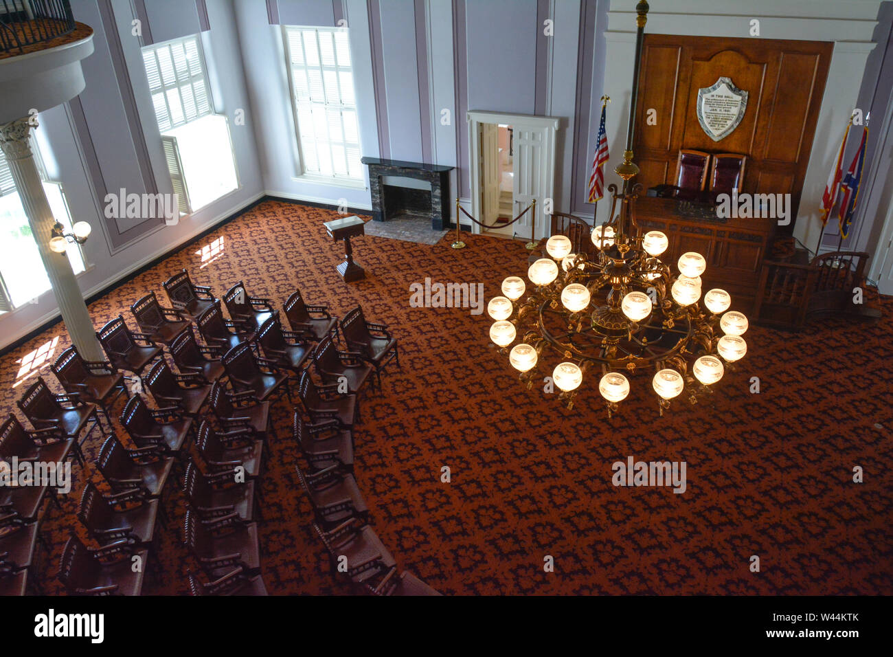 An empty house  chamber inside the historical Alabama State capitol in Montgomery, AL Stock Photo