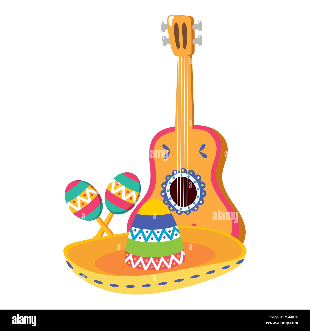 mexican hat with guitar and maracas Stock Vector Image & Art - Alamy