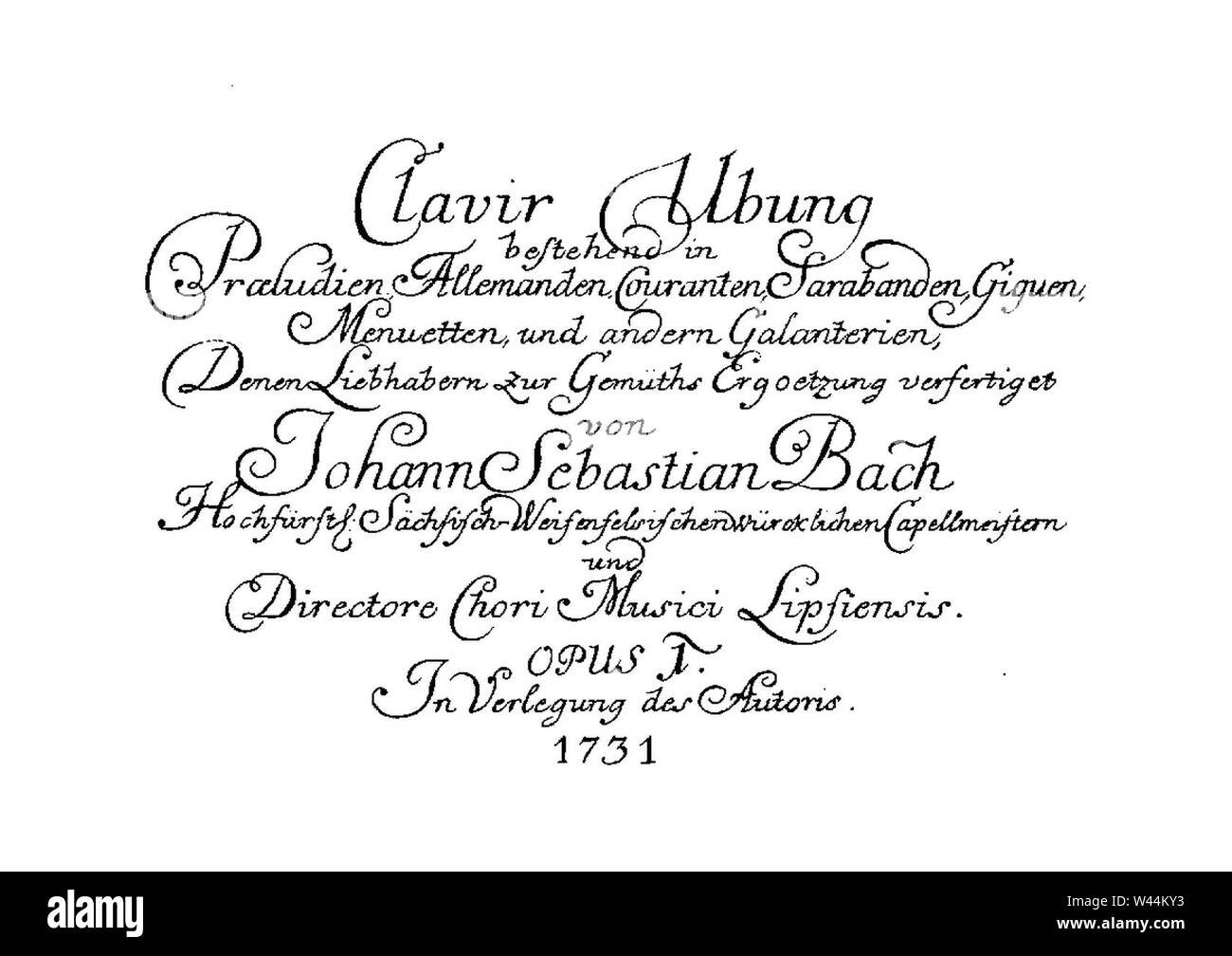 Clavier-Übung-I-title-page. Stock Photo