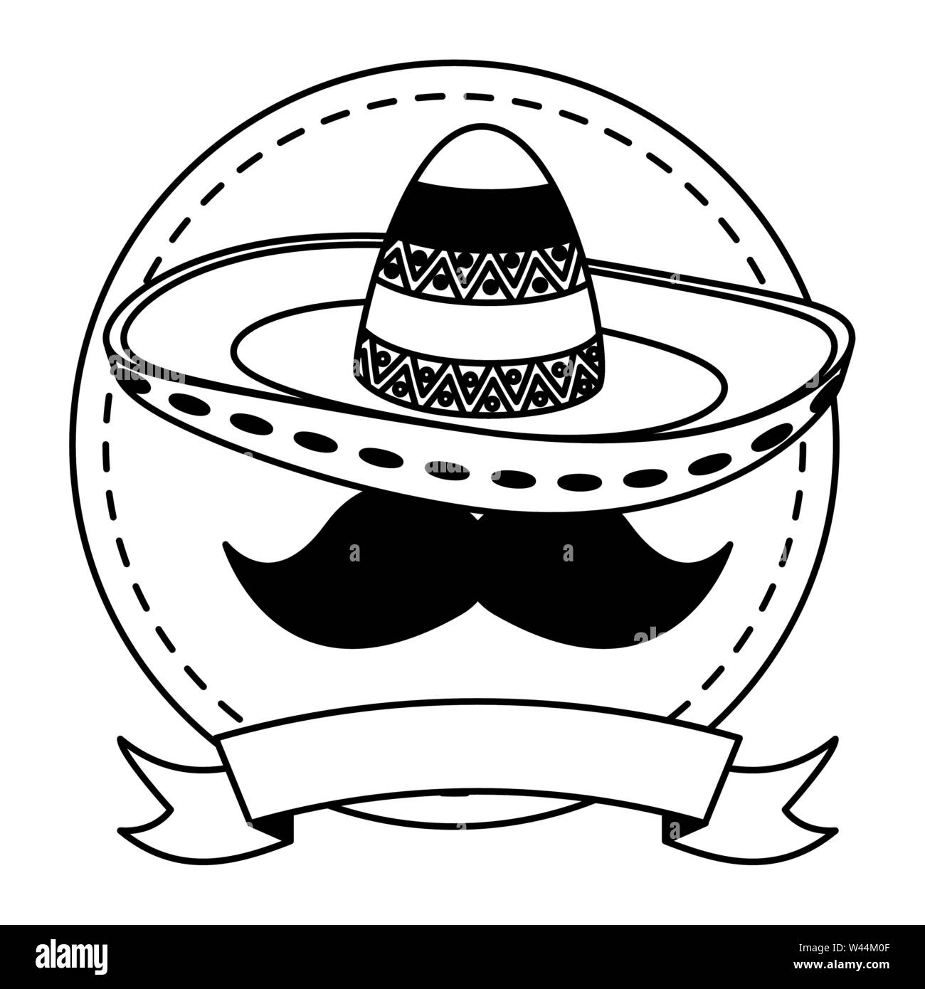 mexican hat traditional with mustache Stock Vector Image & Art - Alamy