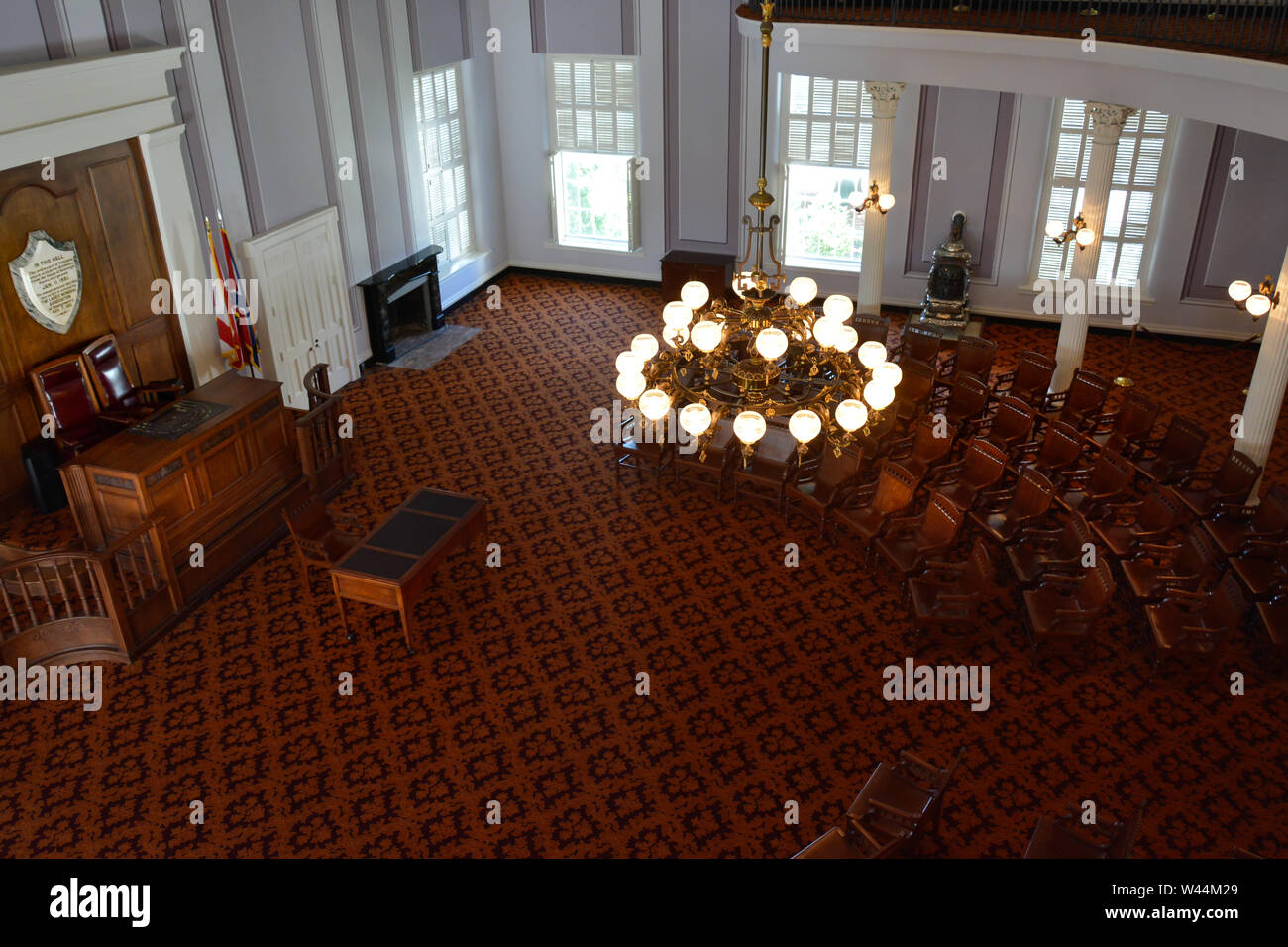 An empty house  chamber inside the historical Alabama State capitol in Montgomery, AL Stock Photo