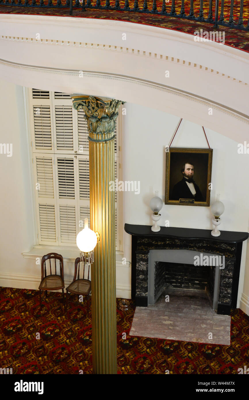 A balcony view of the Senate Chamber inside the historical Alabama State Capitol, with portrait of William Yancey, famous for 'Orator of Secession', i Stock Photo