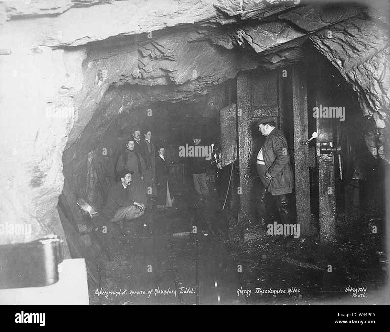 Col Sutherland Colonel W J Sutherland and others examining the Alexander Tunnel in the ...