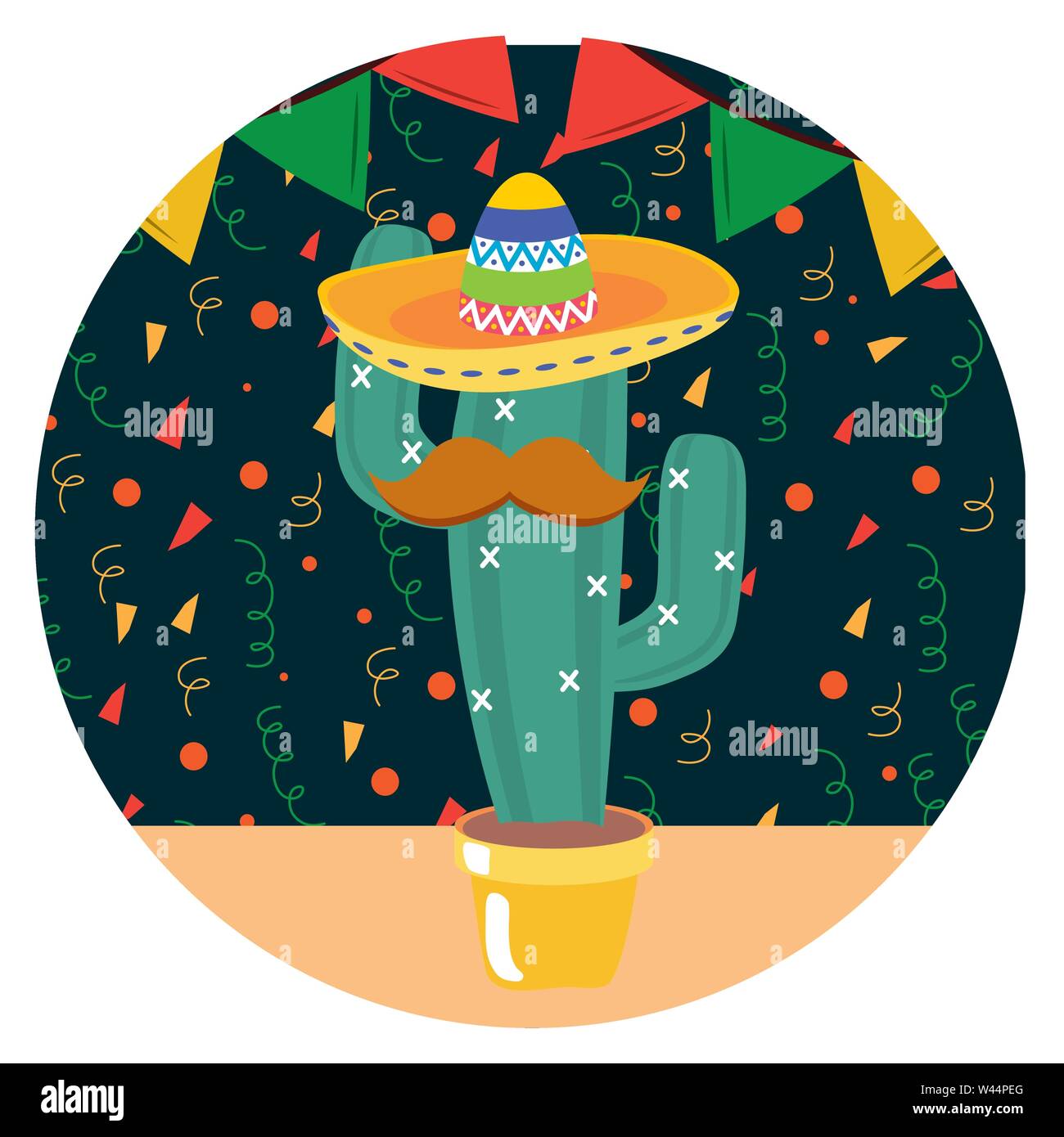 cactus plant with mexican hat and mustache Stock Vector Image & Art - Alamy