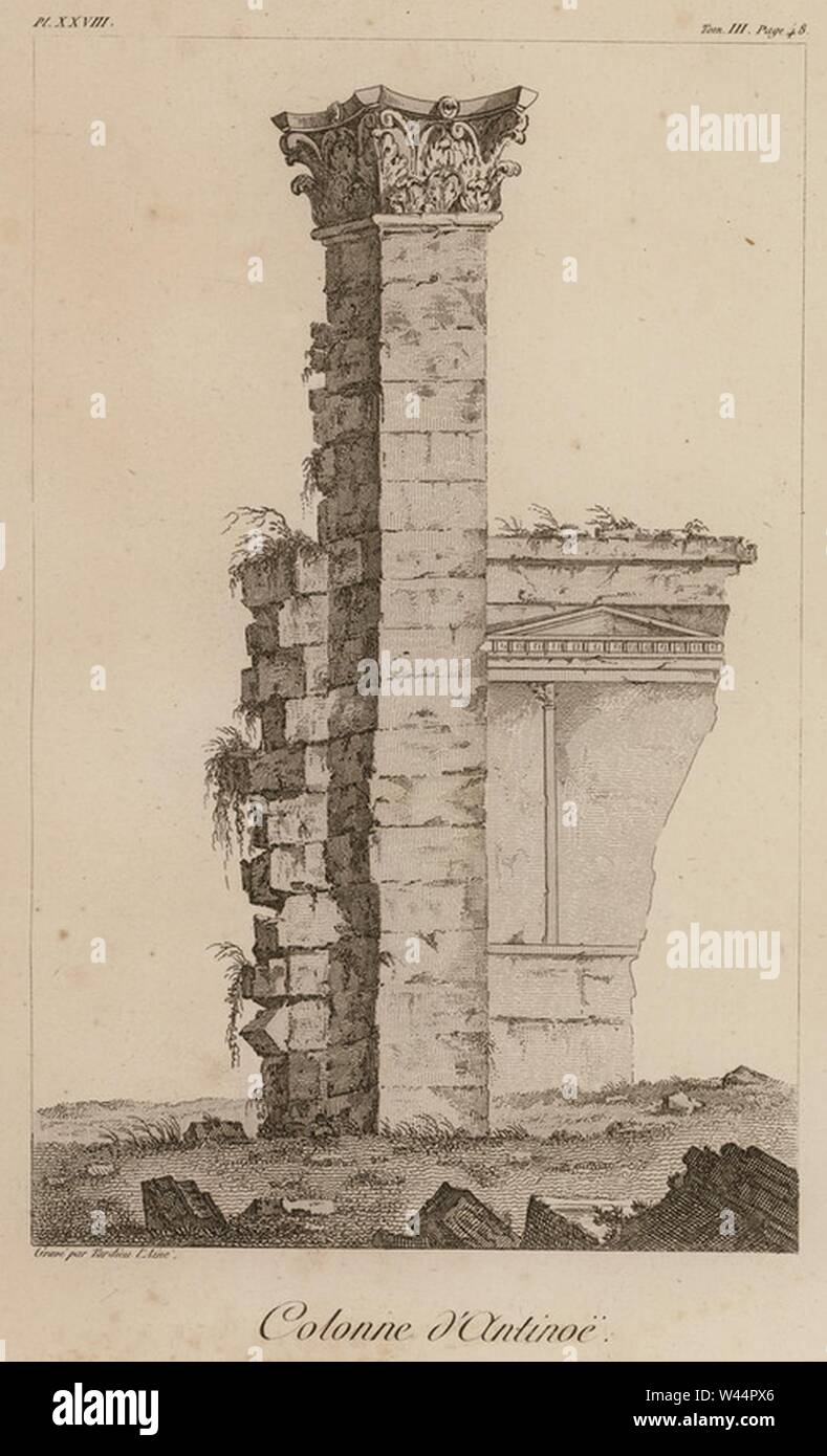 Colonne d'Antinoë - Sonnini De Manoncourt Charles Nicolas Sigisbert - 1799. Stock Photo