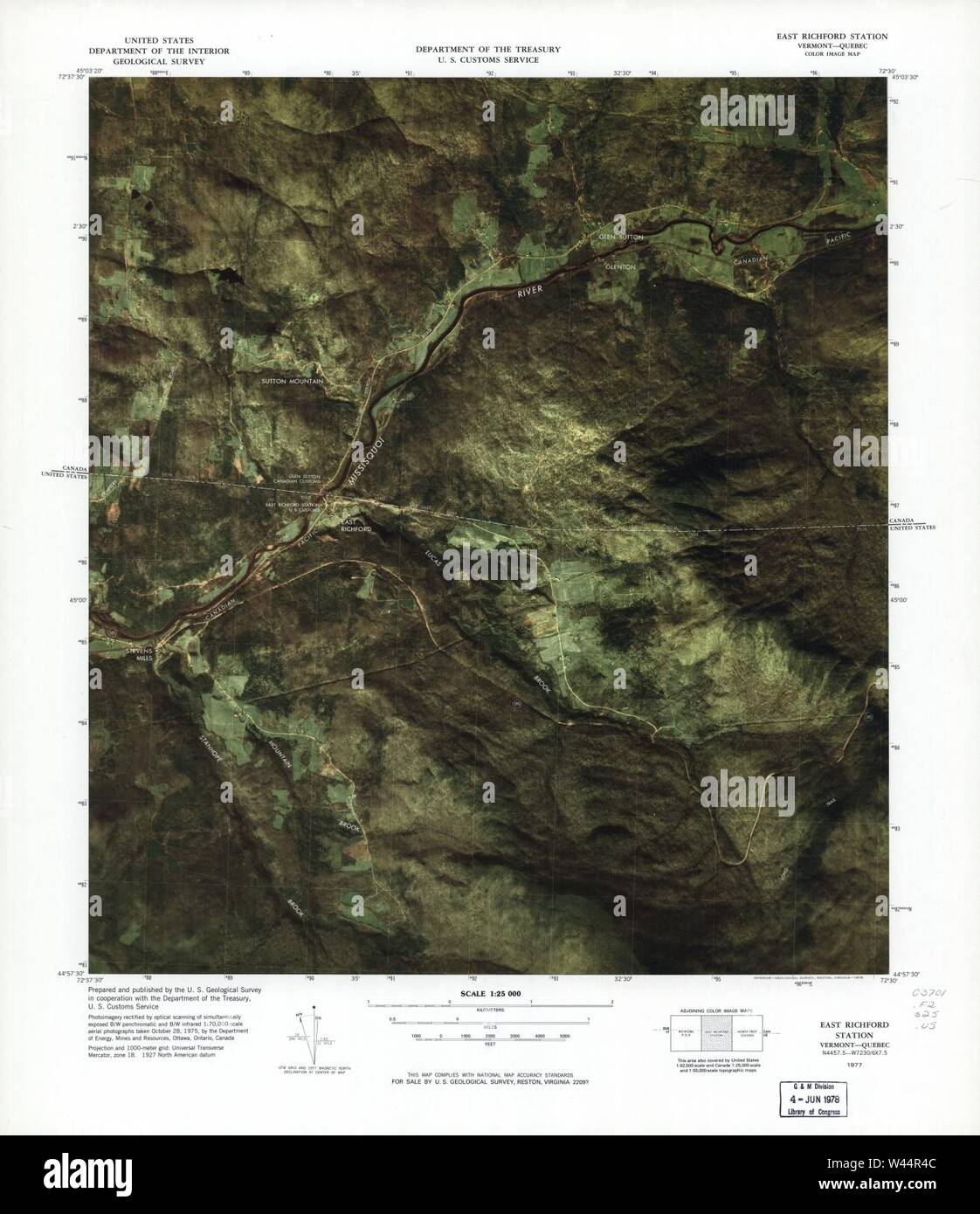 Color image map - (ports of entry, United States-Canadian border Stock 