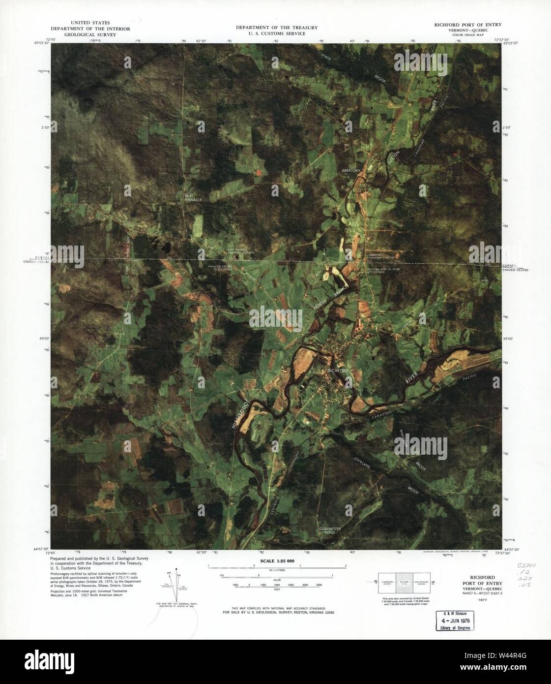 Color image map - (ports of entry, United States-Canadian border Stock 