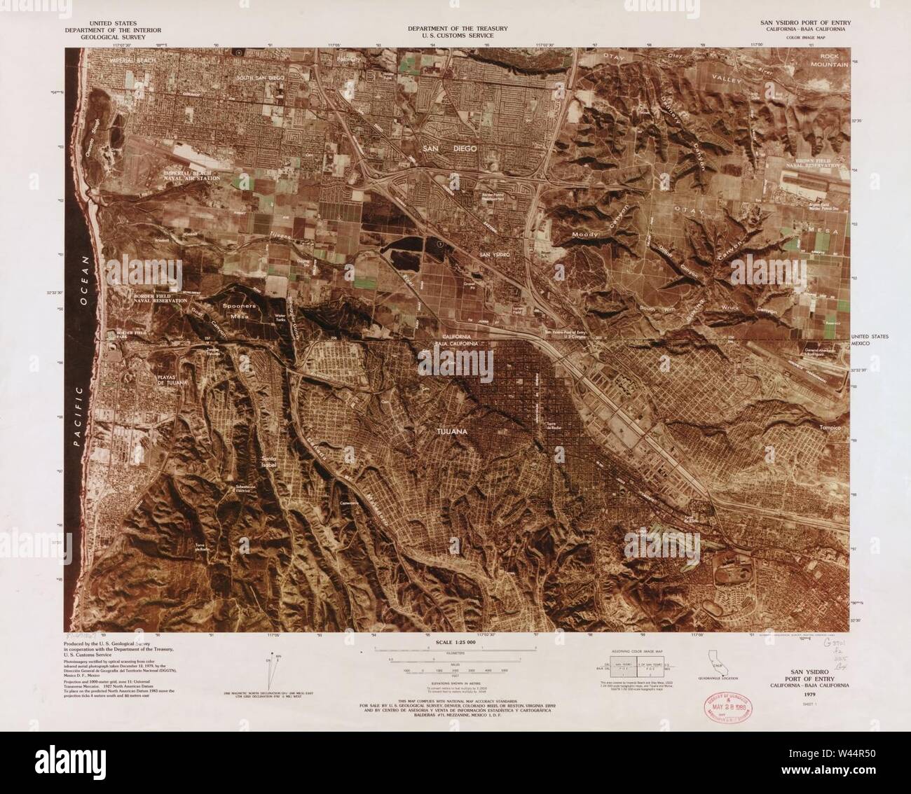 Color image map ports of entry - Color Image Map Ports Of Entry United States Mexican Border W44R50 