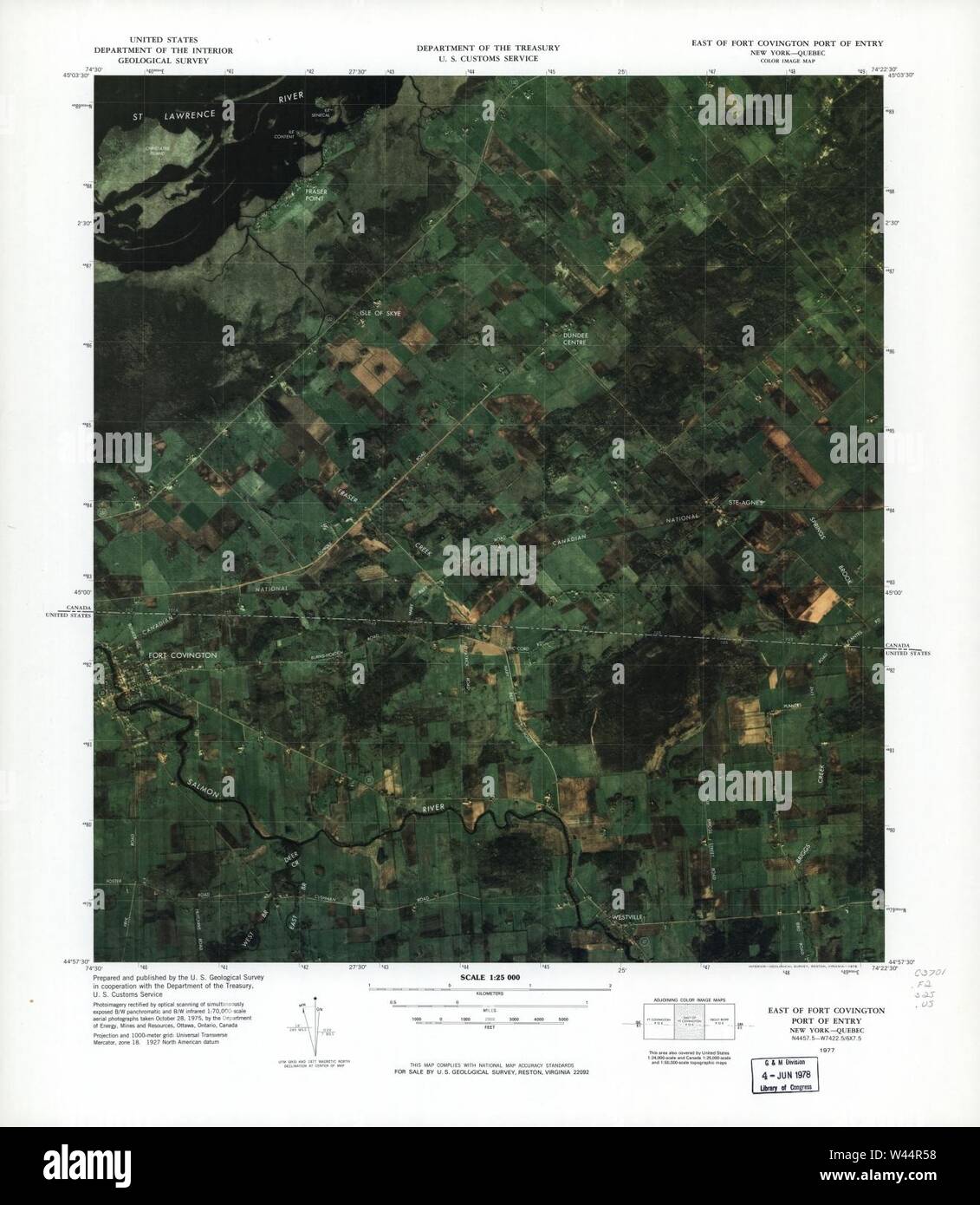 Color image map - (ports of entry, United States-Canadian border Stock 