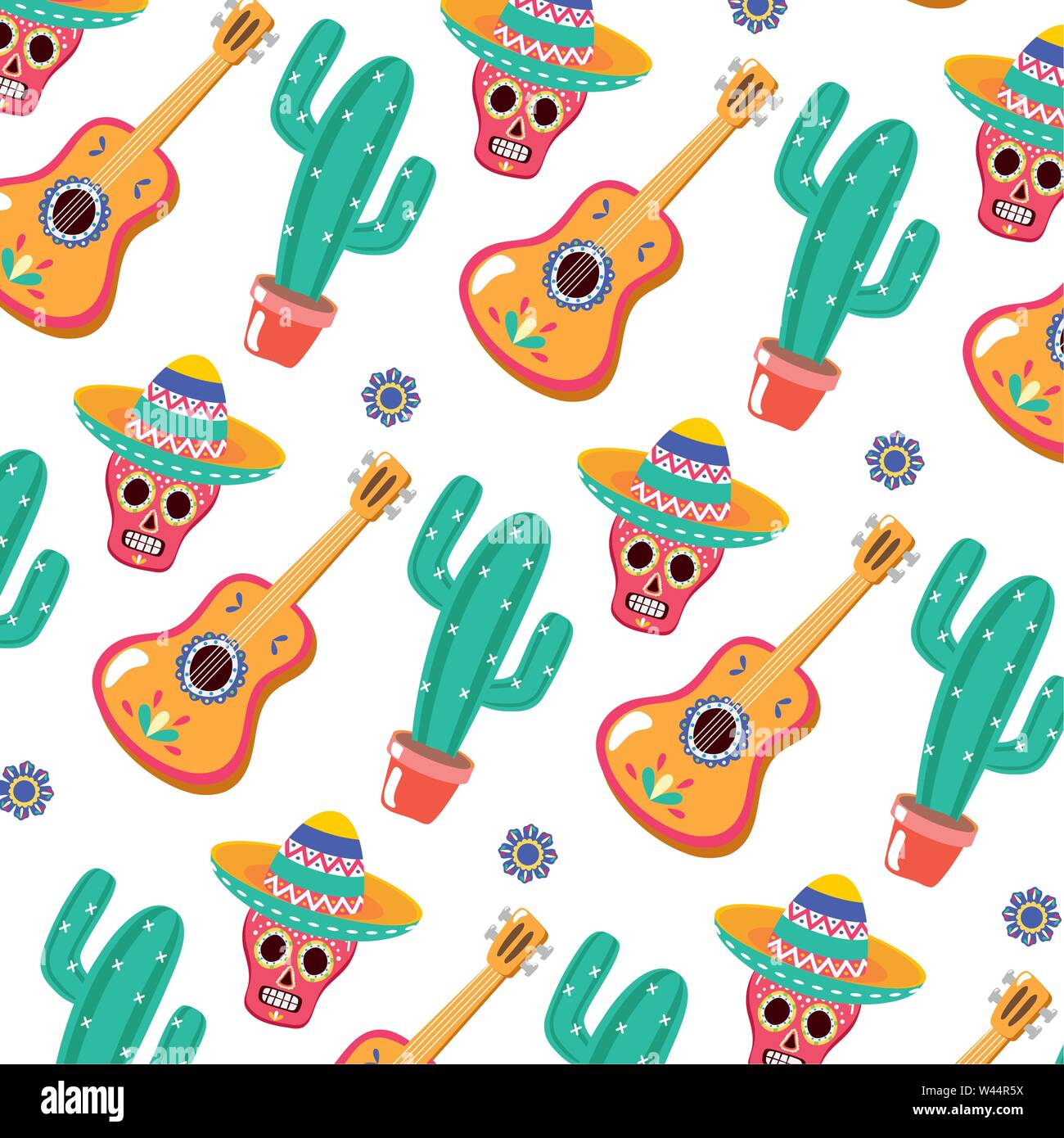 cactus plant with mexican hat and guitar Stock Vector Image & Art - Alamy