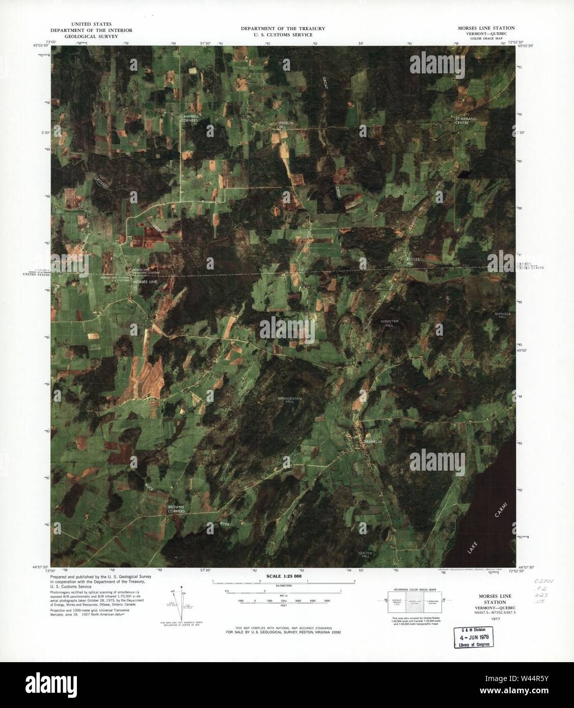 Color image map - (ports of entry, United States-Canadian border Stock 