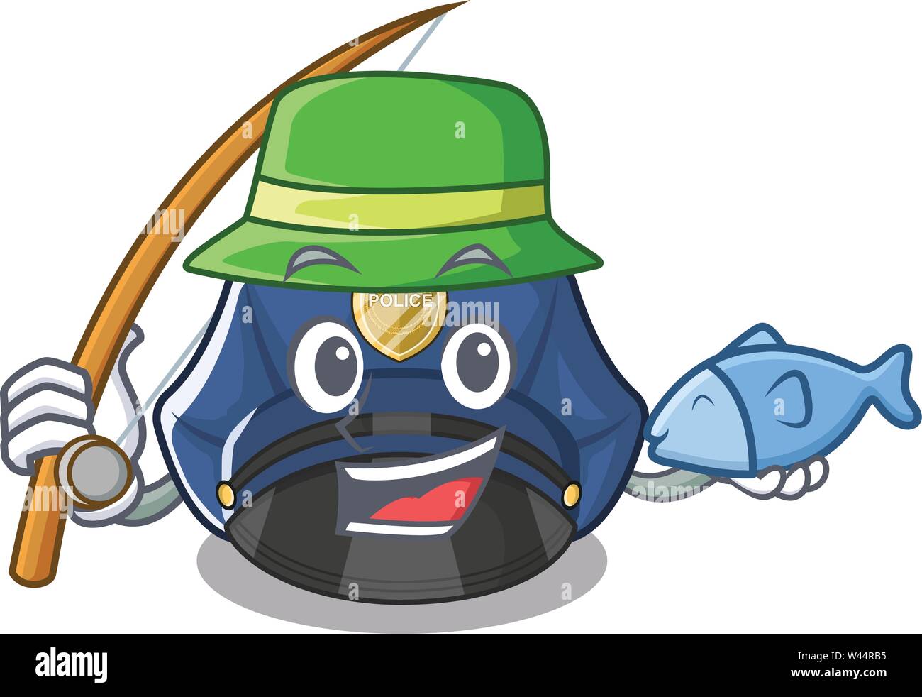 Fishing police hat in the character shape vector illustration Stock ...