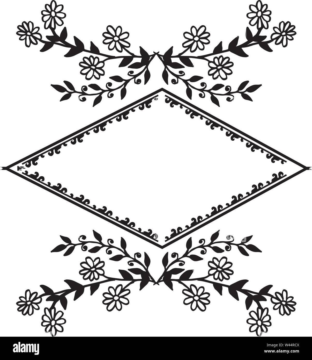 Floral Design Elements Ornamental Vintage Frames In Black Color
