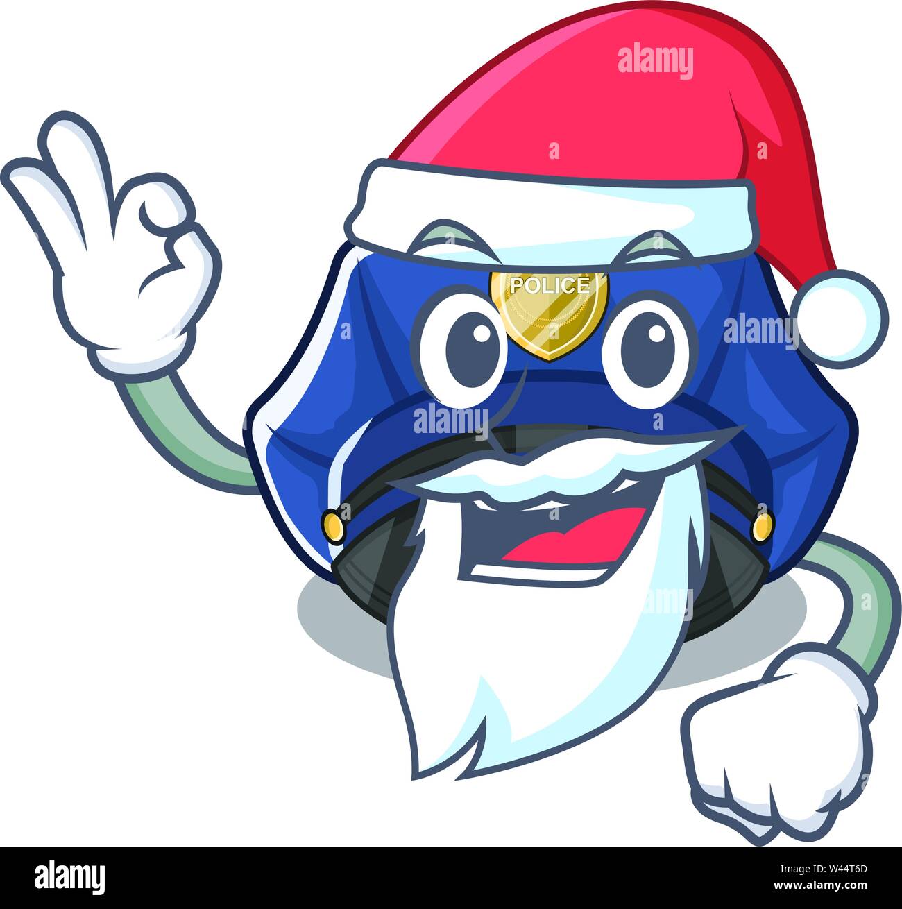 Santa police hat in a cartoon bag vector illustartion Stock Vector