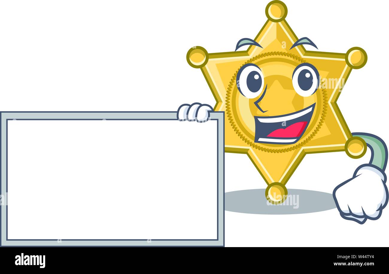 With board star badge police isolated in mascot vector illustration