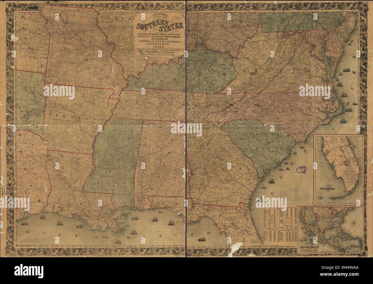 Colton's map of the southern states. Including Maryland, Delaware