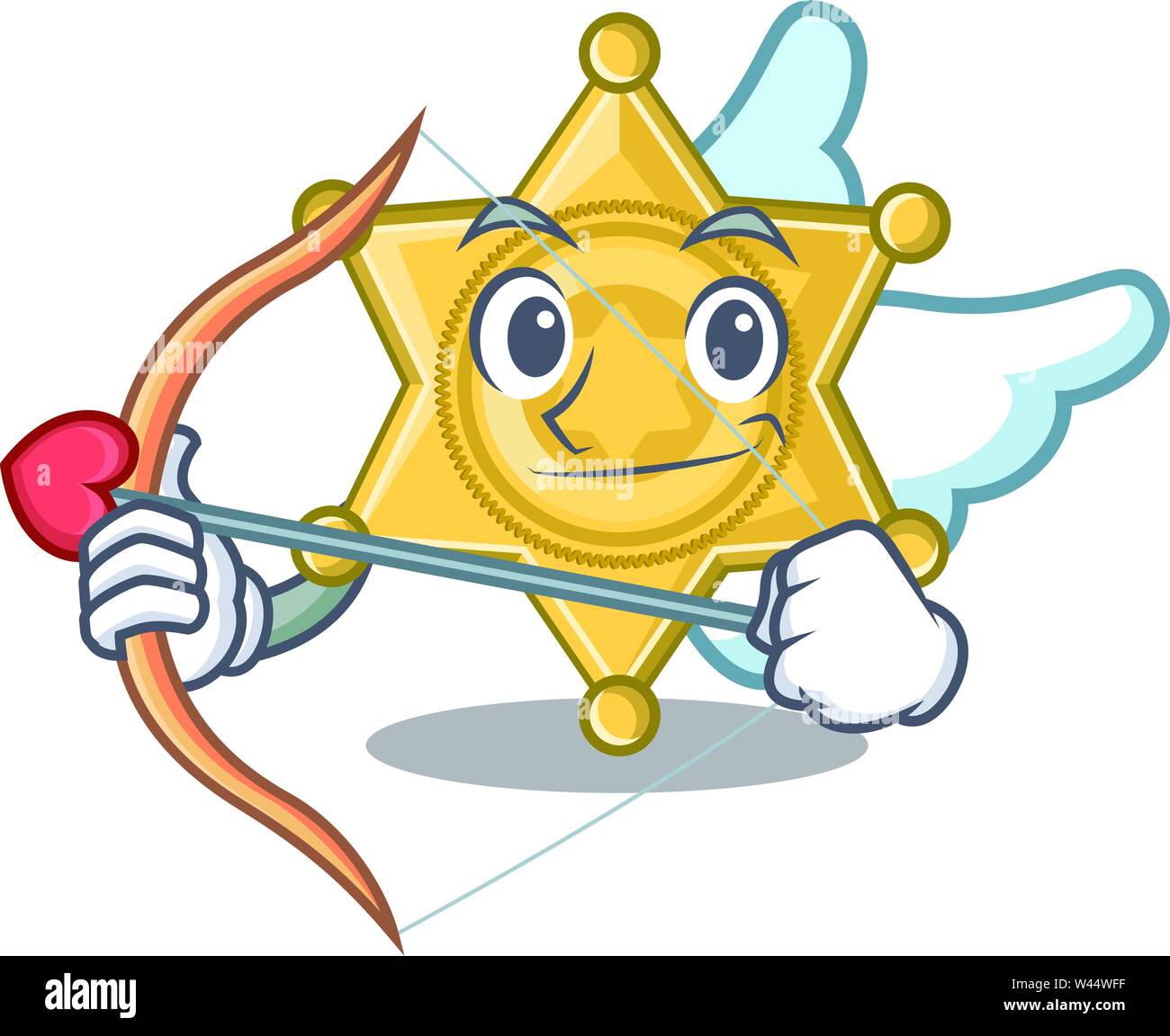 Cupid star badge police isolated in mascot vector illustration Stock ...