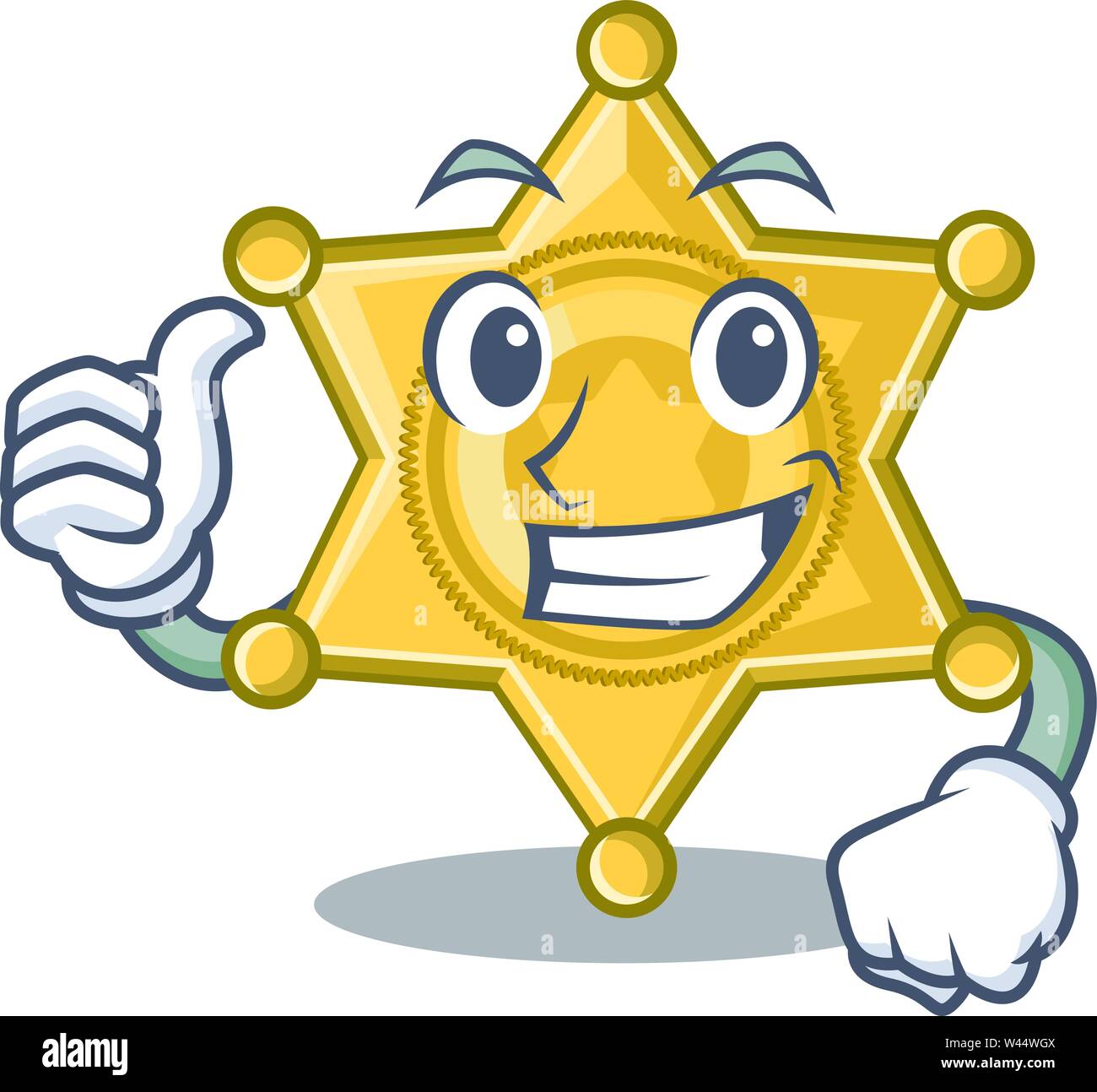 Thumbs up star badge police on a cartoon vector illustration Stock Vector