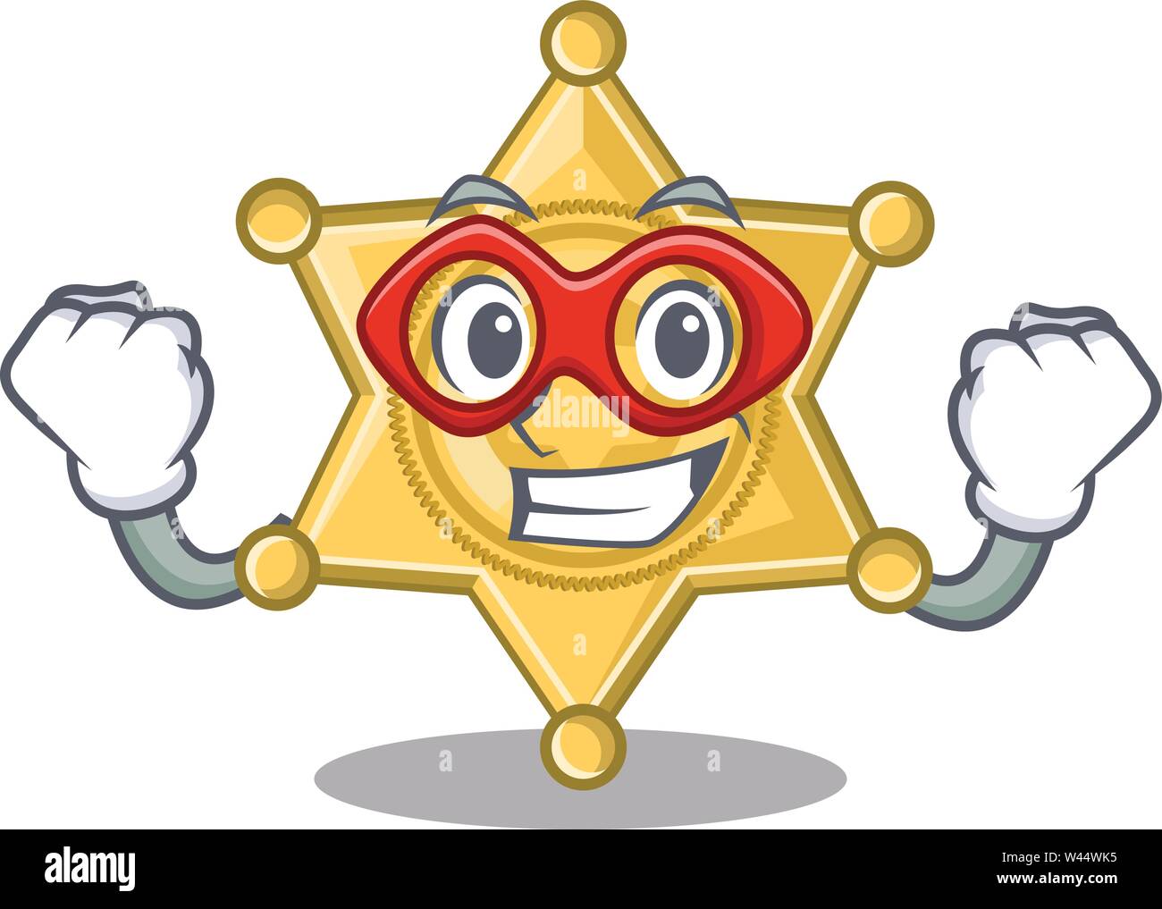 Super hero star badge police on a cartoon vector illustration Stock Vector