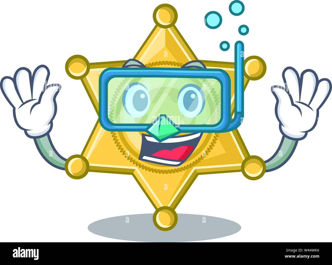 Diving star badge police on a cartoon vector illustration Stock Vector