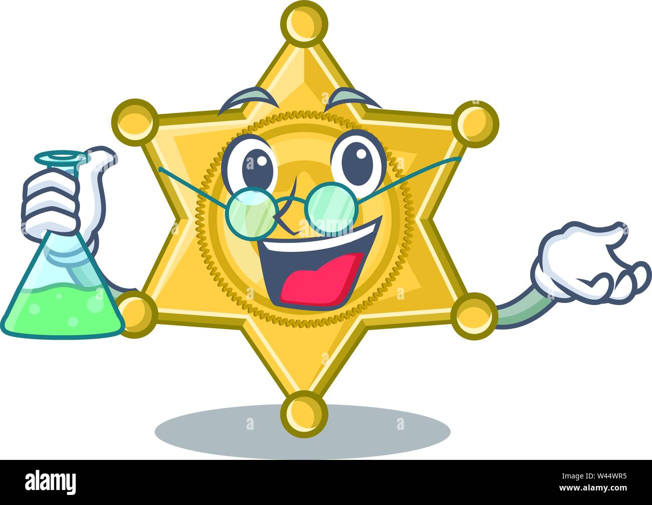 Professor star badge police on a cartoon vector illustration Stock Vector