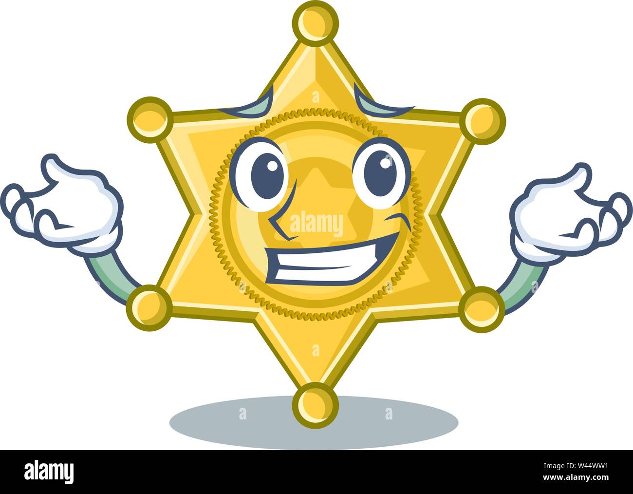 Grinning star badge police on a cartoon vector illustration Stock Vector
