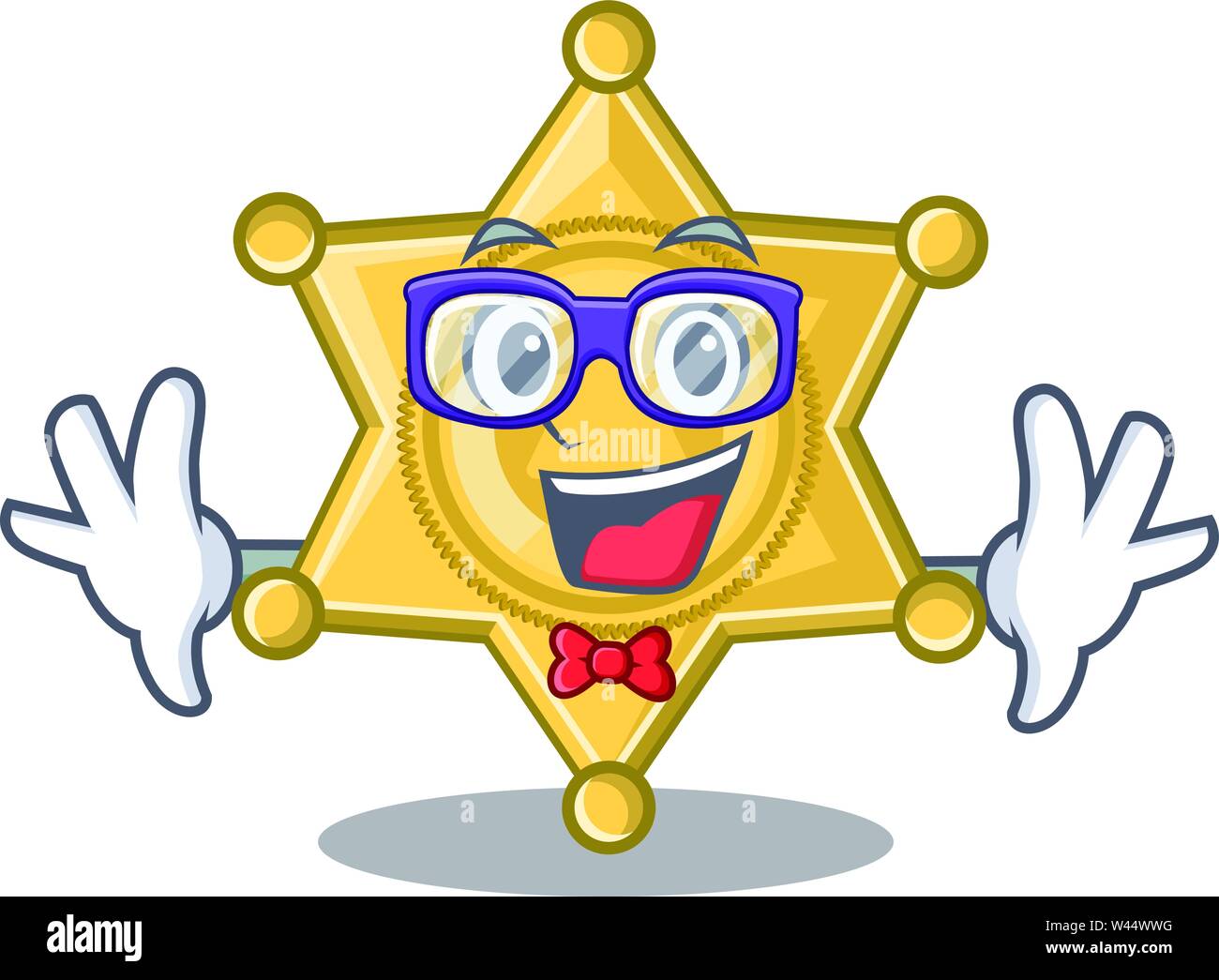 Geek star badge police on a cartoon vector illustration Stock Vector