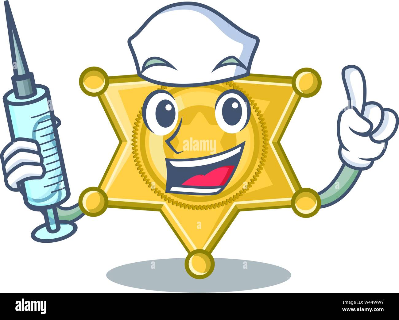 Nurse star badge police on a cartoon vector illustration Stock Vector