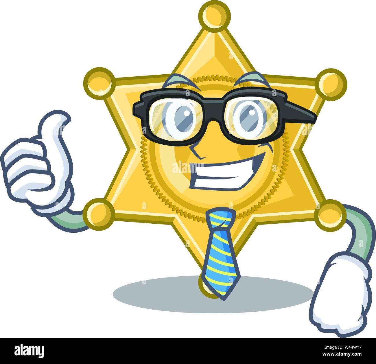Businessman star badge police on a cartoon vector illustration Stock Vector