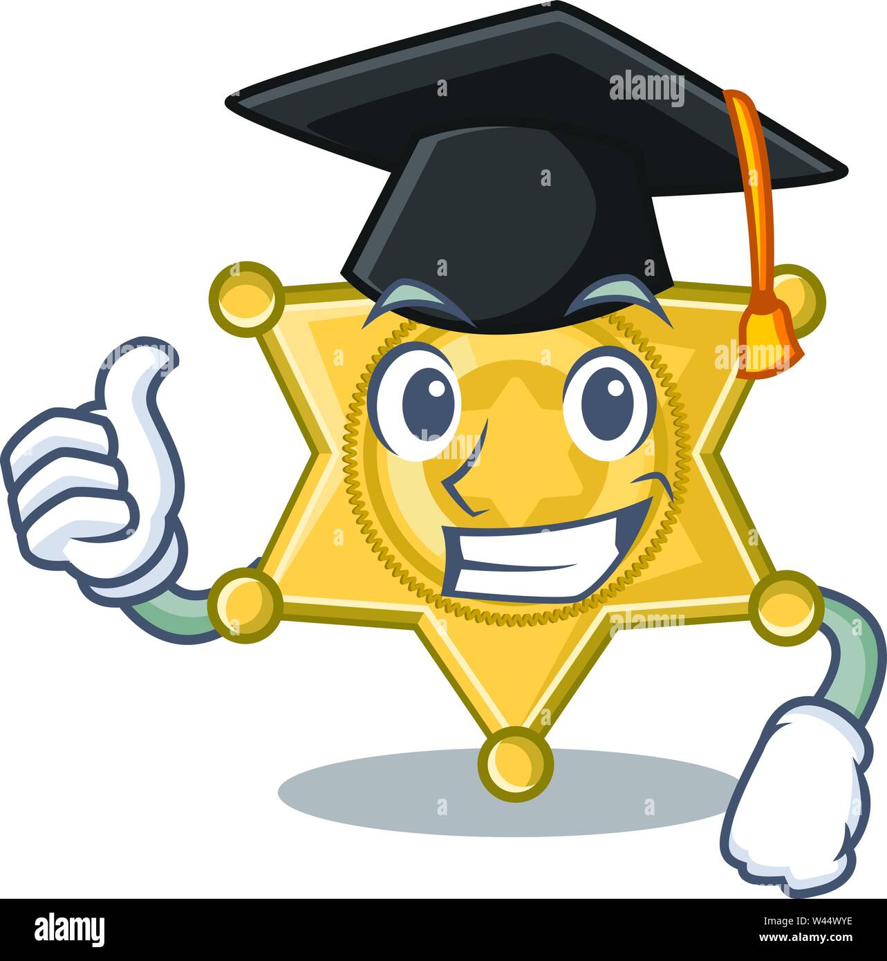 Graduation star badge police on a cartoon vector illustration Stock Vector