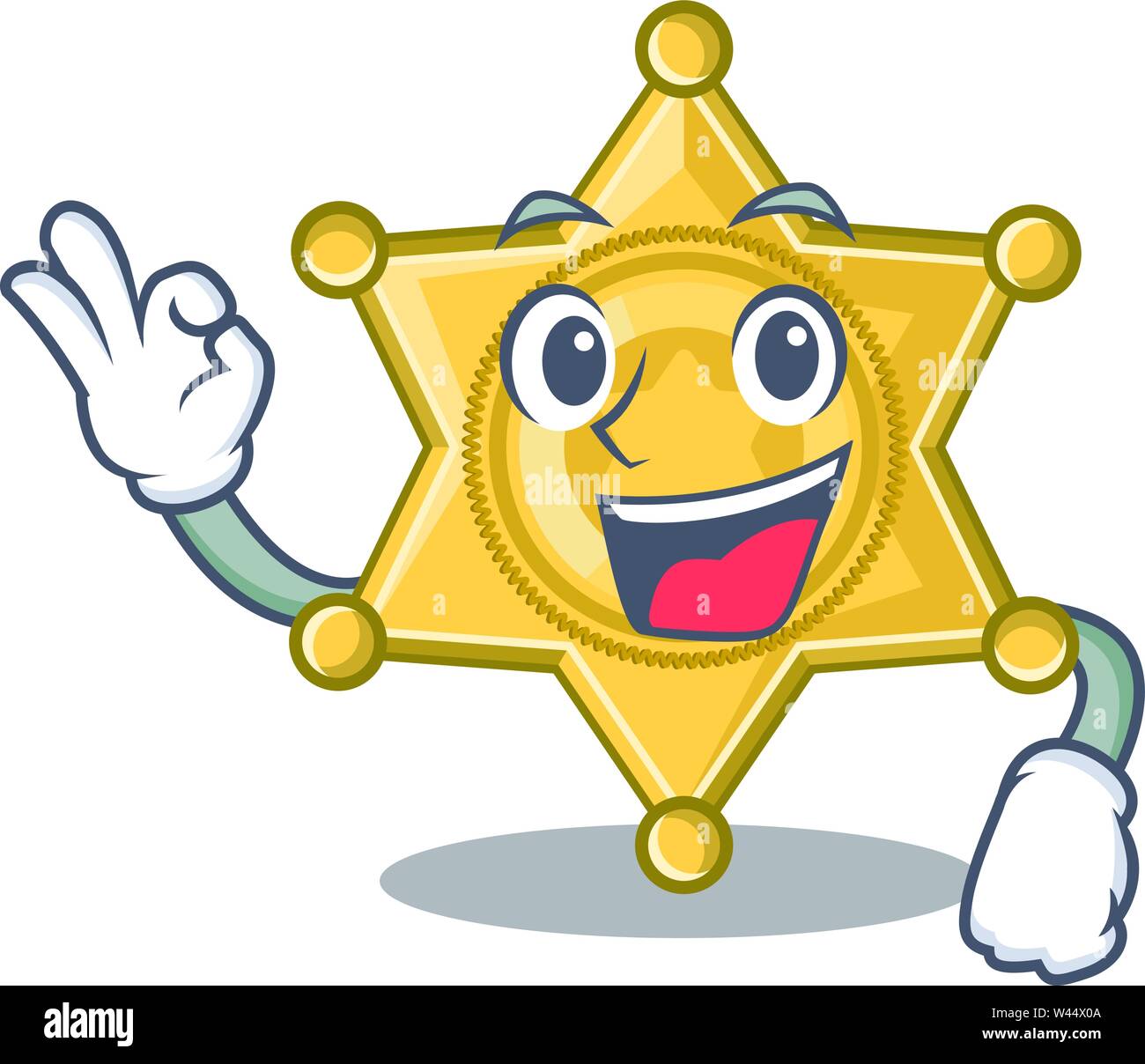 Okay star badge police on a cartoon vector illustration Stock Vector