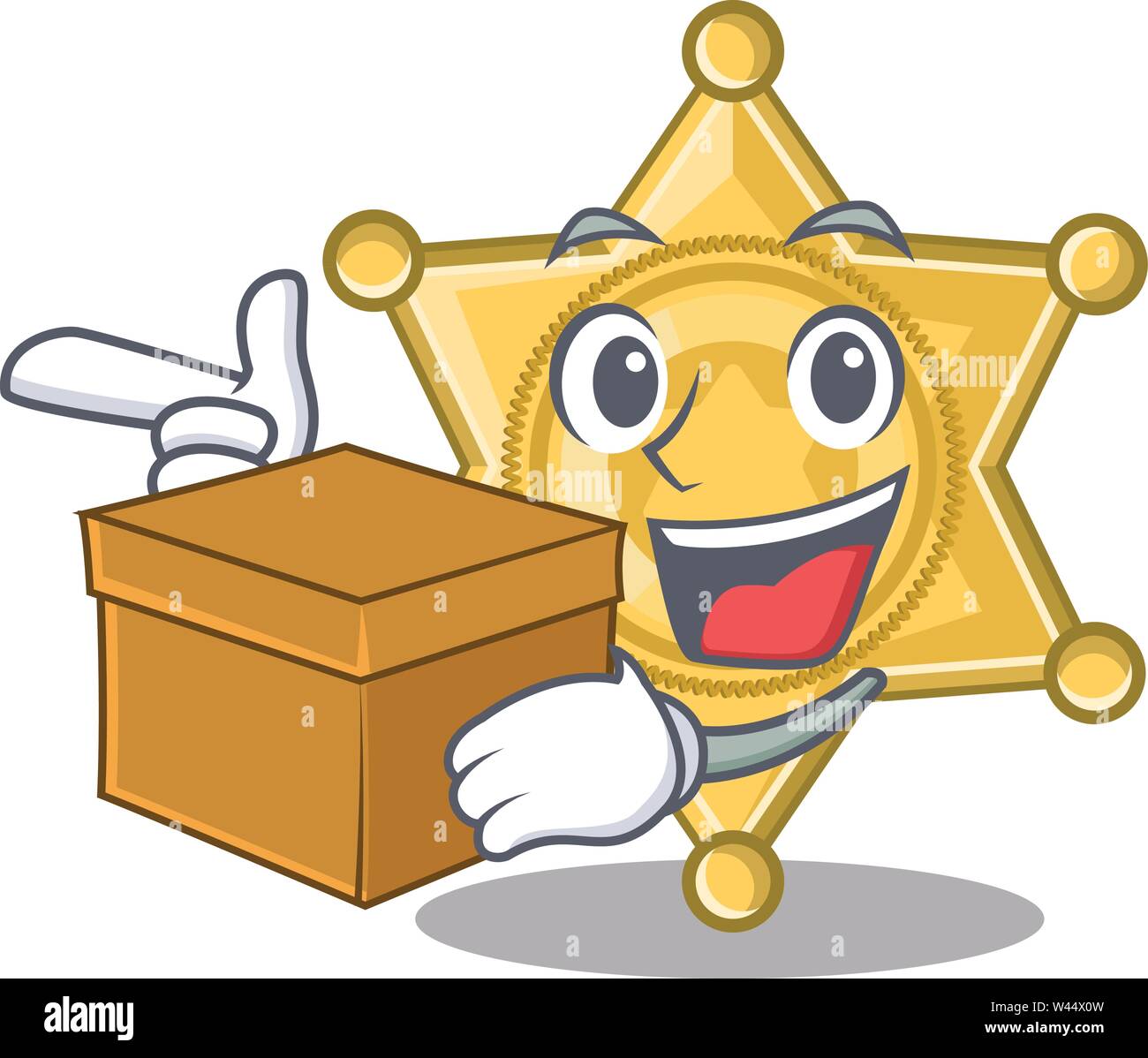 With box star badge police on a cartoon vector illustration Stock Vector