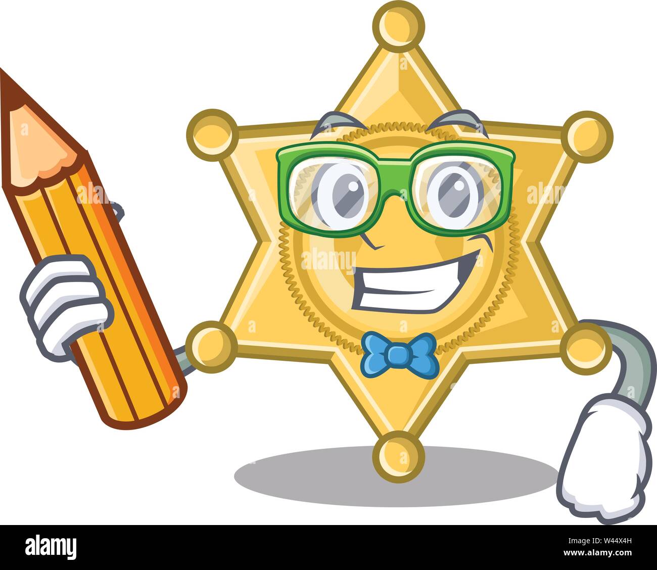 Student star badge police on a cartoon vector illustration Stock Vector