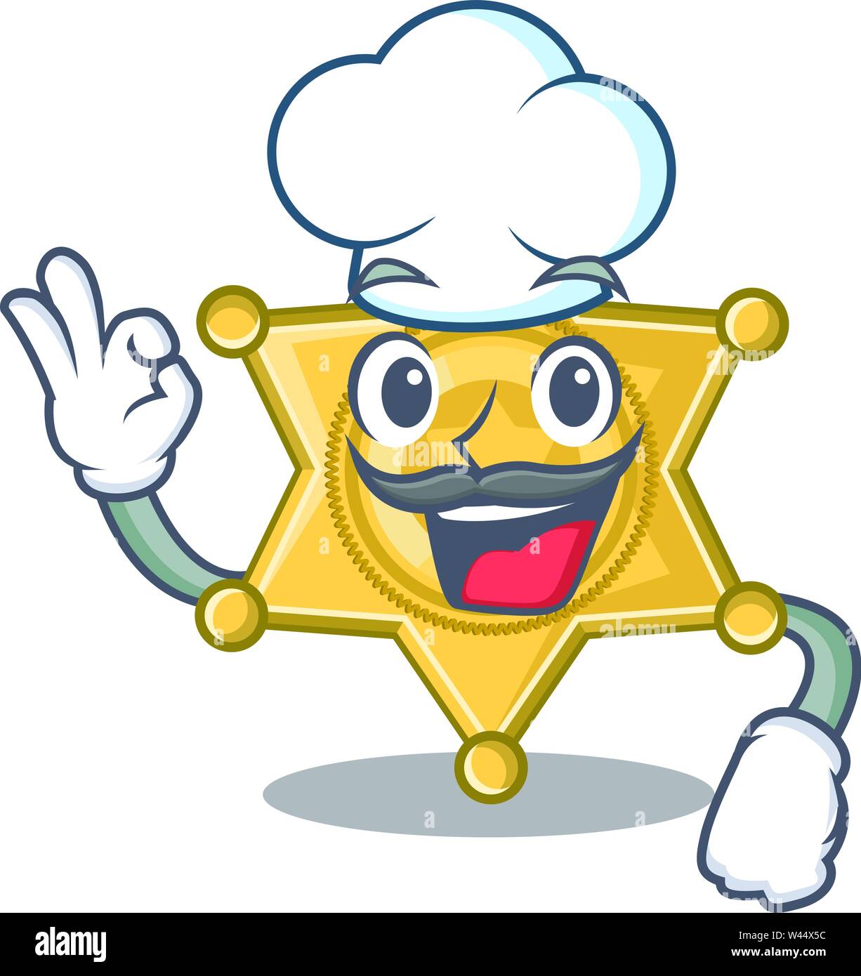 Chef star badge police on a cartoon vector illustration Stock Vector