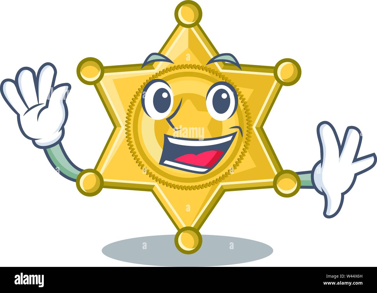 Waving star badge police on a cartoon vector illustration Stock Vector