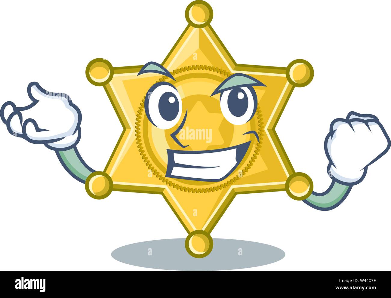 Successful star badge police on a cartoon vector illustration Stock Vector