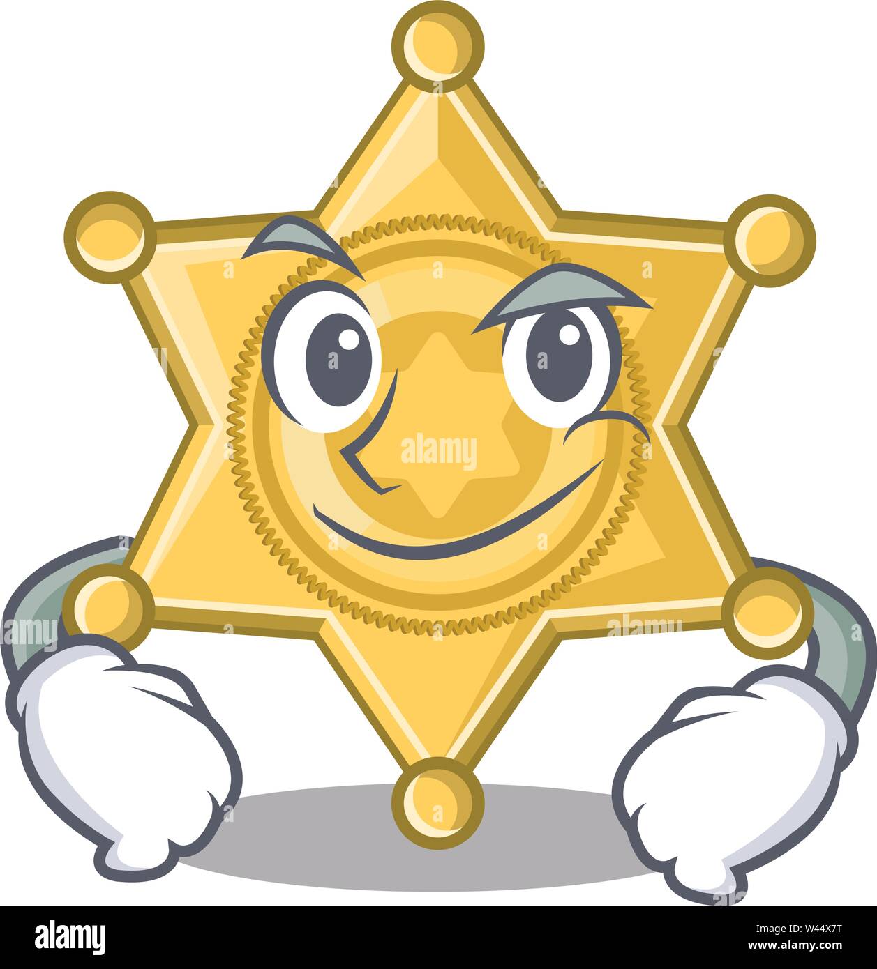 Smirking star badge police on a cartoon vector illustration Stock Vector